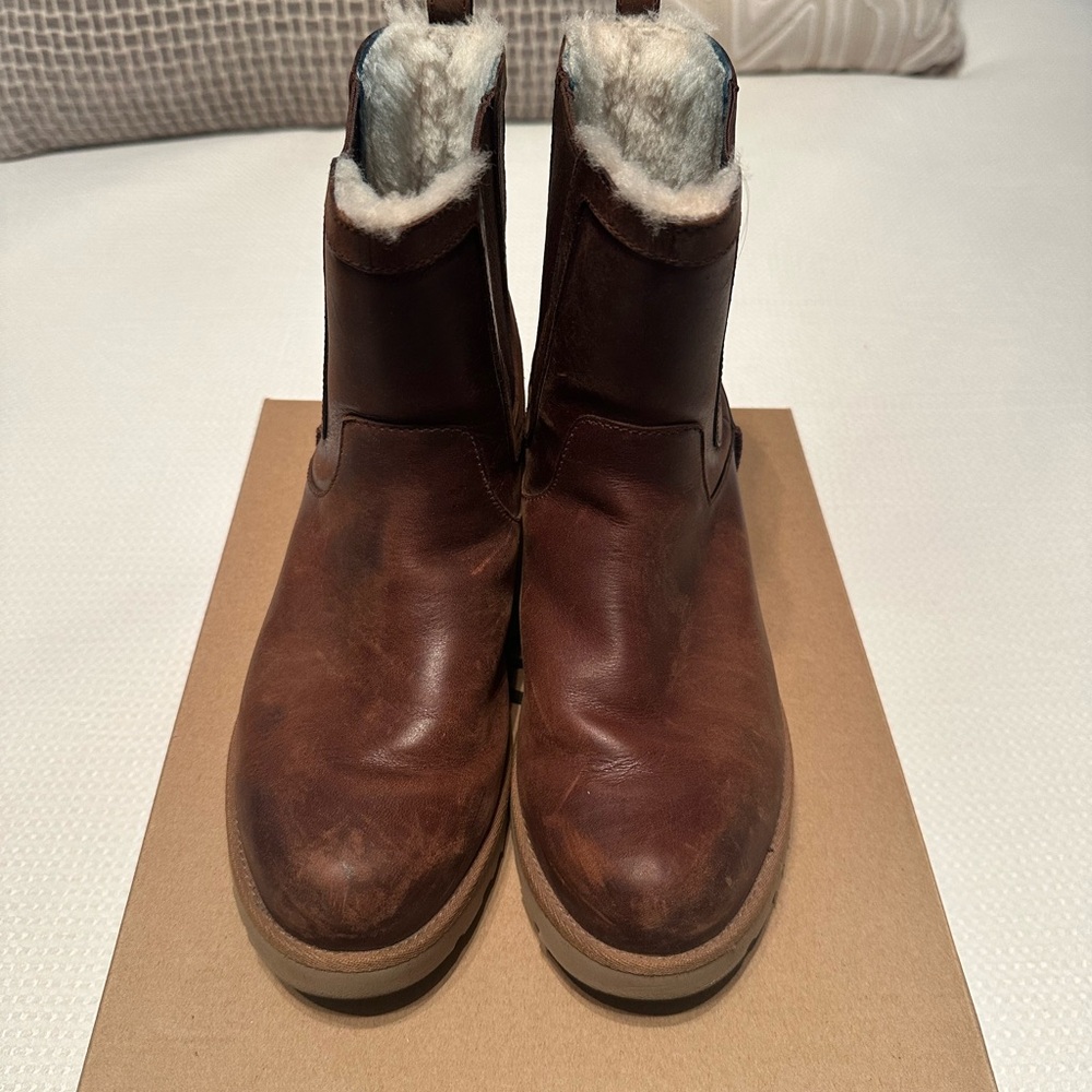 Brown leather UGG boots